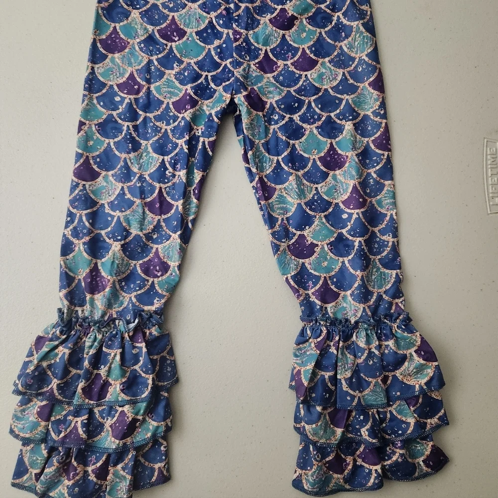 Purple High-Low Rise TOP with Mermaid Scale Leggings, Size 3T, NWOT